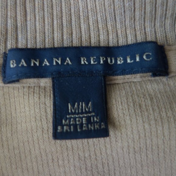 Banana Republic Tan Half Zip 100% Cotton Sweater Made in Sri Lanka Size M - Picture 8 of 13